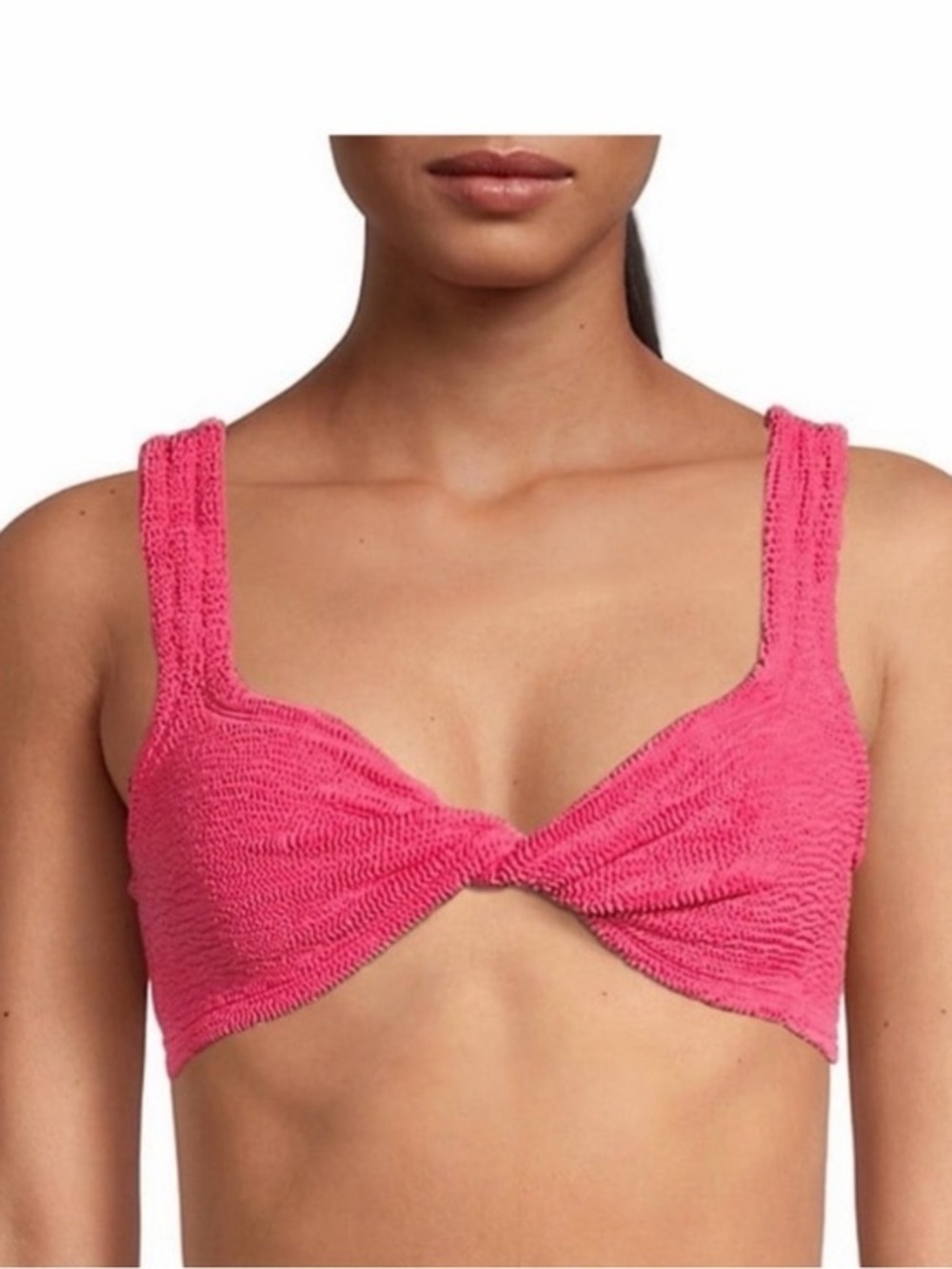 HUNZA G Juno Twist Front Bikini Top in Pink